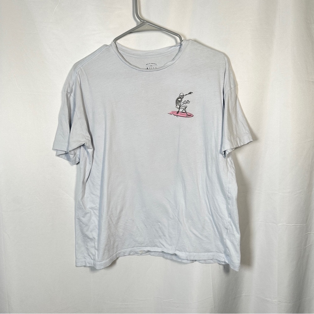 Billabong Skeleton Surfer Graphic Tee Light Blue Cotton Boyfriend Fit Small - Picture 5 of 10